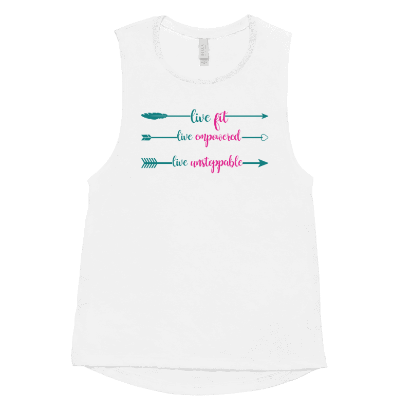 Live Fit, Live Empowered, Live Unstoppable Women's Fitness T-Shirt