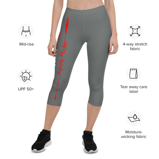 My Body, My Fitness Goals, My Way (White & Red Logo)Women's Fitness Capri Leggings