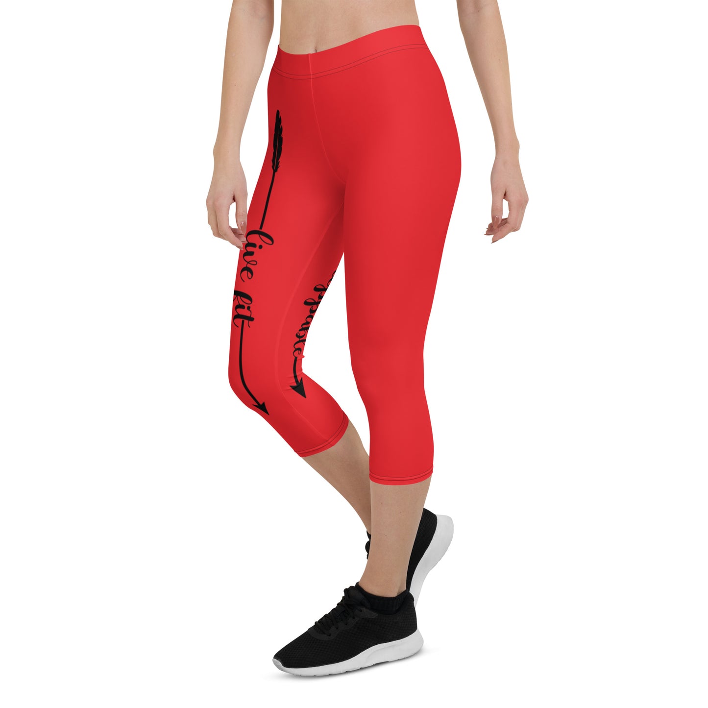 Live Fit, Live Empowered, Live Unstoppable( Black Logo) Women's Fitness Capri Leggings