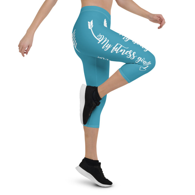 My Body, My Fitness Goals, My Way (White Logo) Women's Fitness Capri Leggings