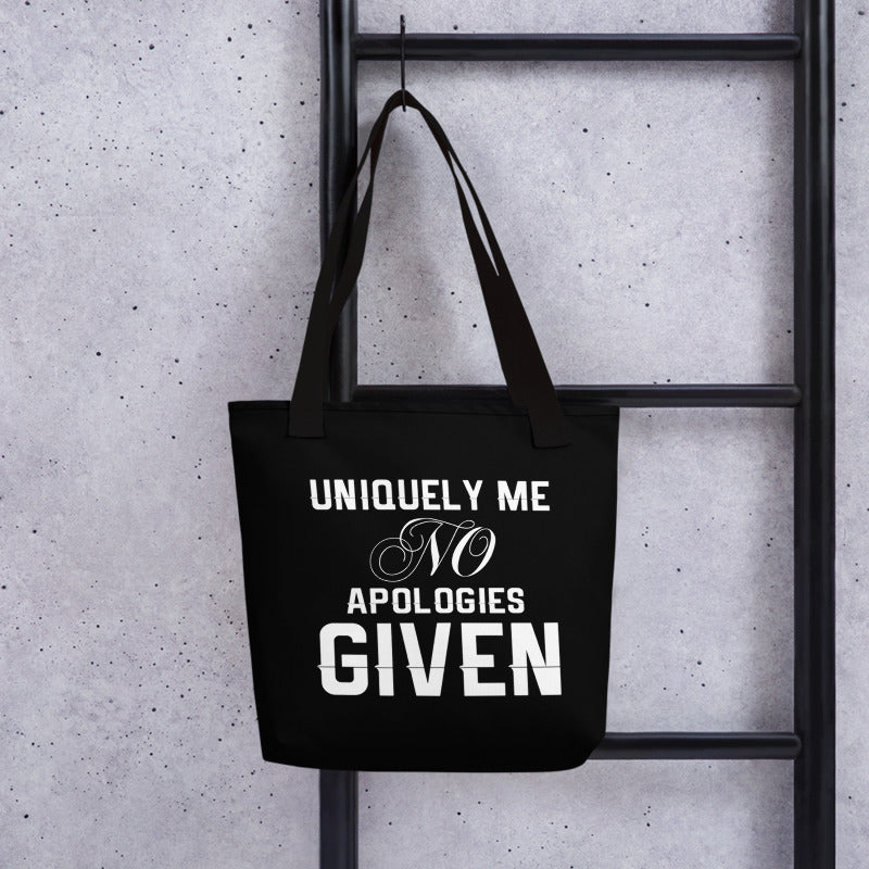 Uniquely Me No Apologies Given Women's Empowerment Tote Bag