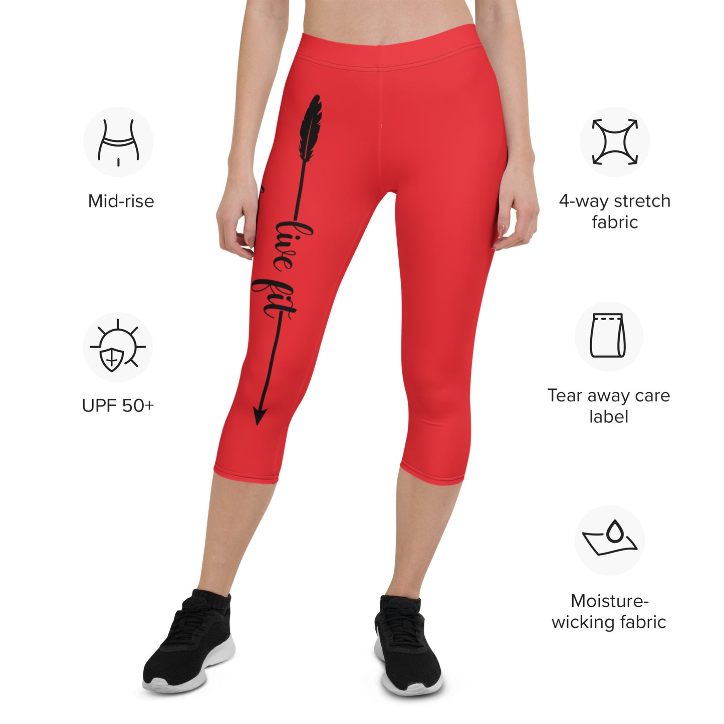 Live Fit, Live Empowered, Live Unstoppable( Black Logo) Women's Fitness Capri Leggings