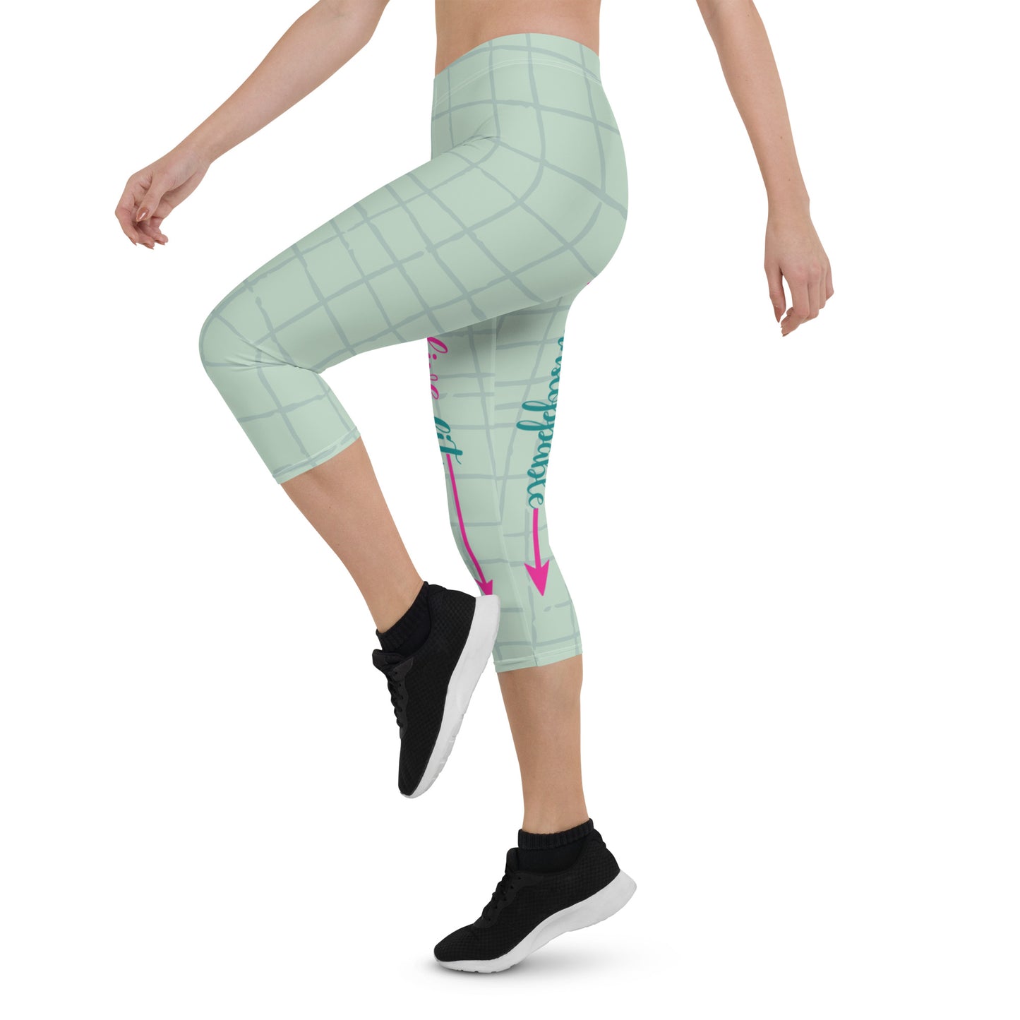 Live Fit, Live Empowered, Live Unstoppable (Pink & Blue Logo)Women's Fitness Capri Leggings