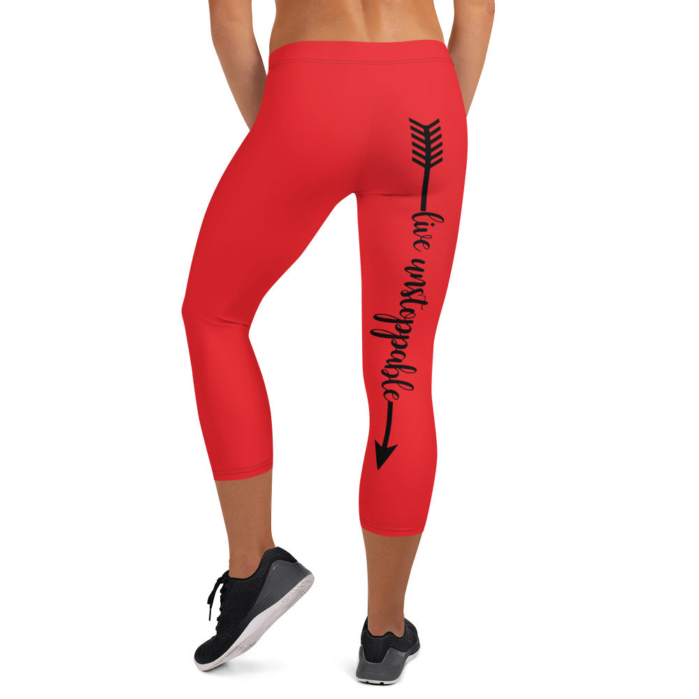 Live Fit, Live Empowered, Live Unstoppable( Black Logo) Women's Fitness Capri Leggings