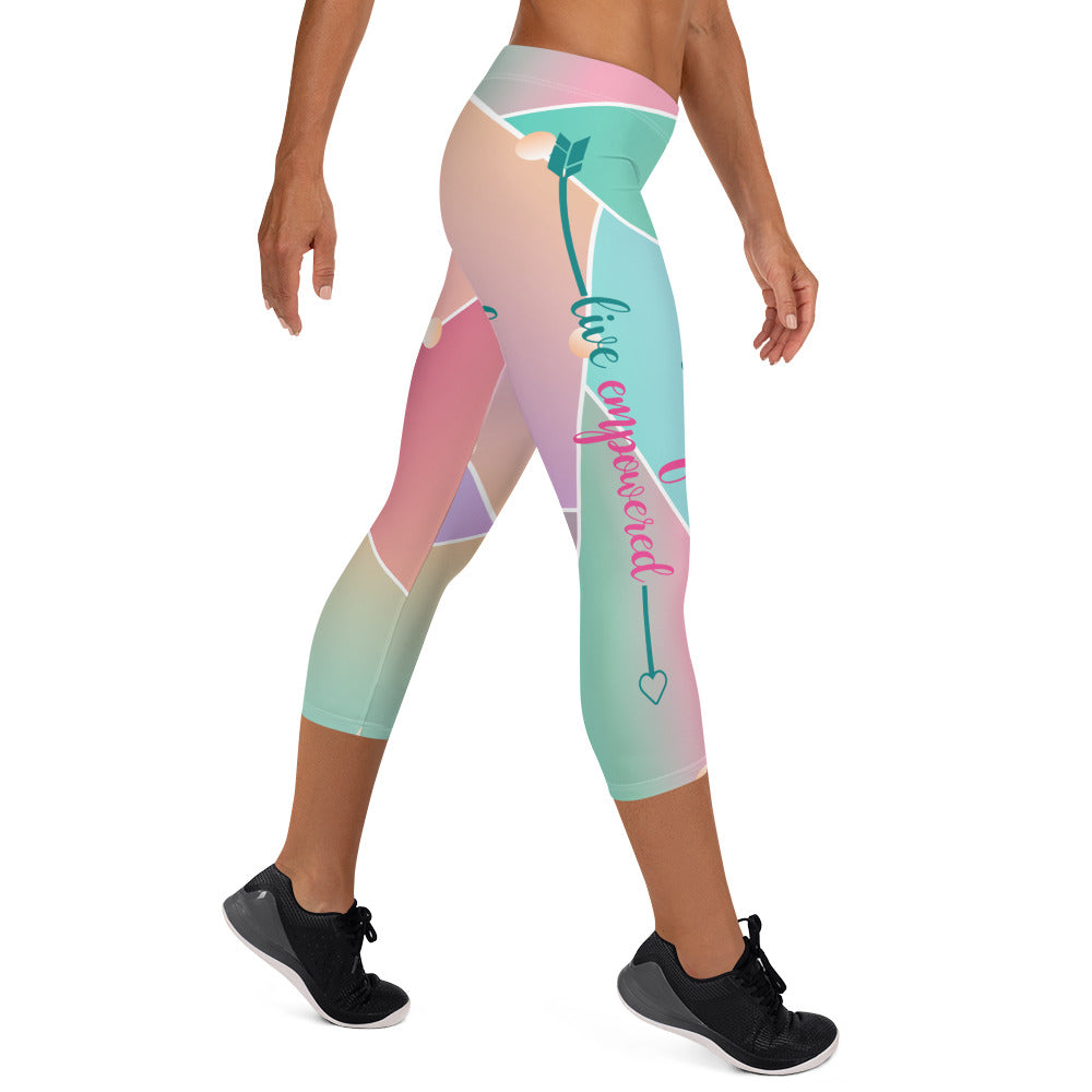 Live Fit, Live Empowered, Live Unstoppable Women's Fitness Capri Leggings