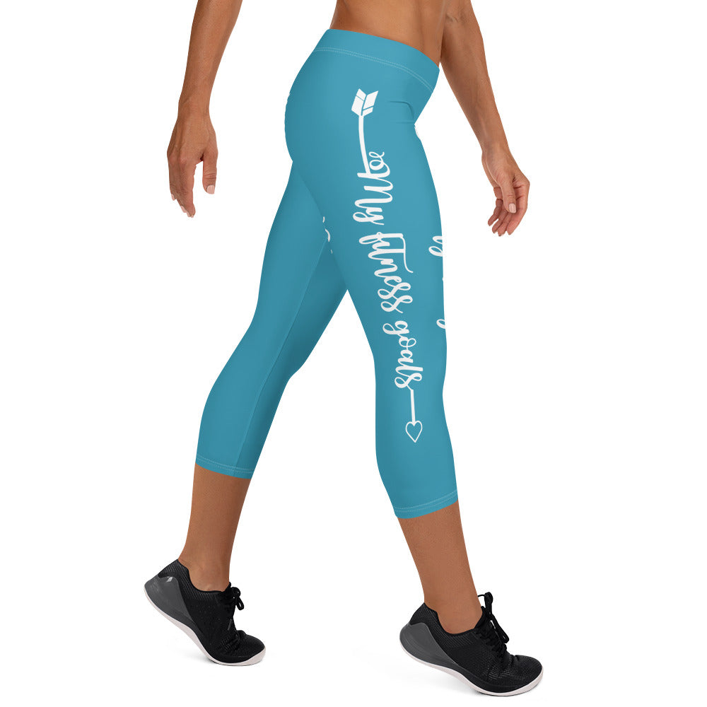 My Body, My Fitness Goals, My Way (White Logo) Women's Fitness Capri Leggings