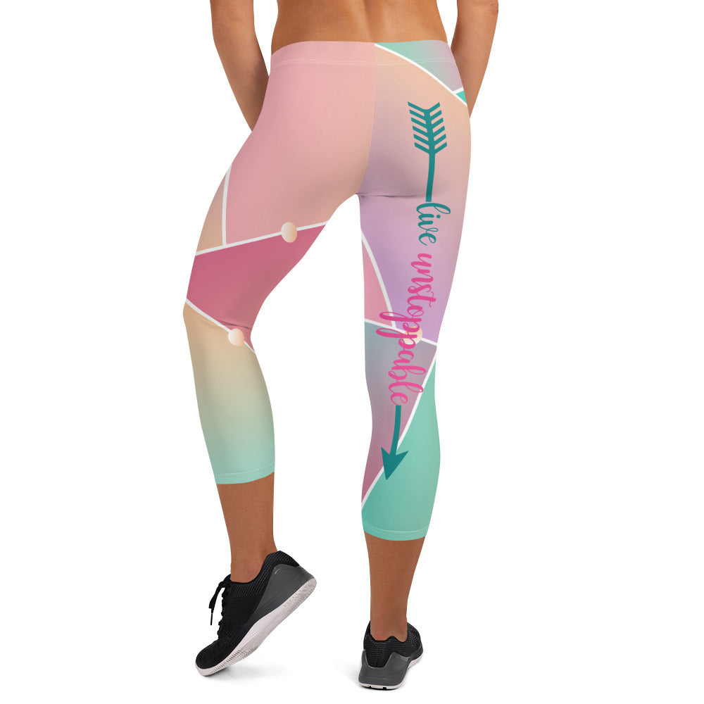 Live Fit, Live Empowered, Live Unstoppable Women's Fitness Capri Leggings