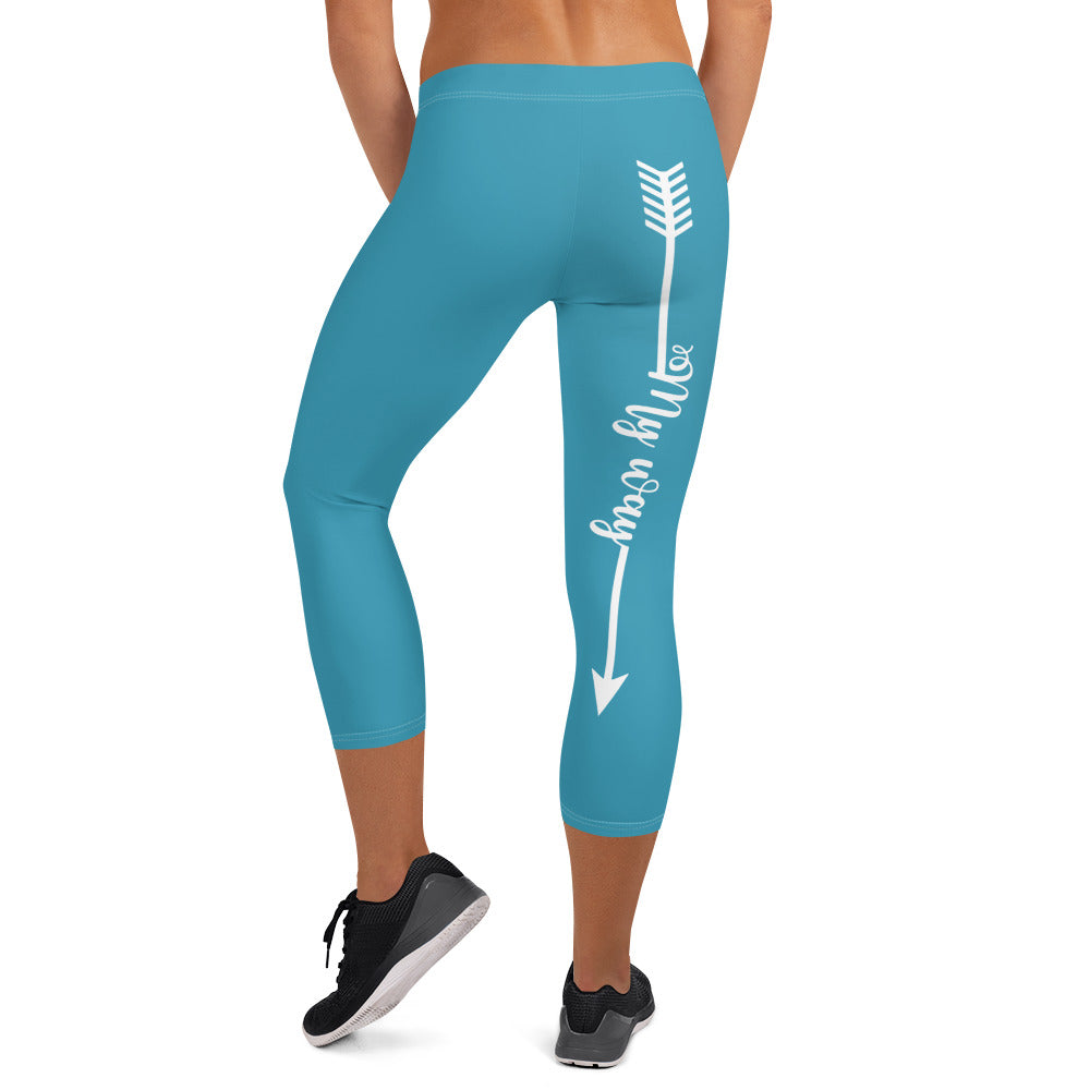 My Body, My Fitness Goals, My Way (White Logo) Women's Fitness Capri Leggings