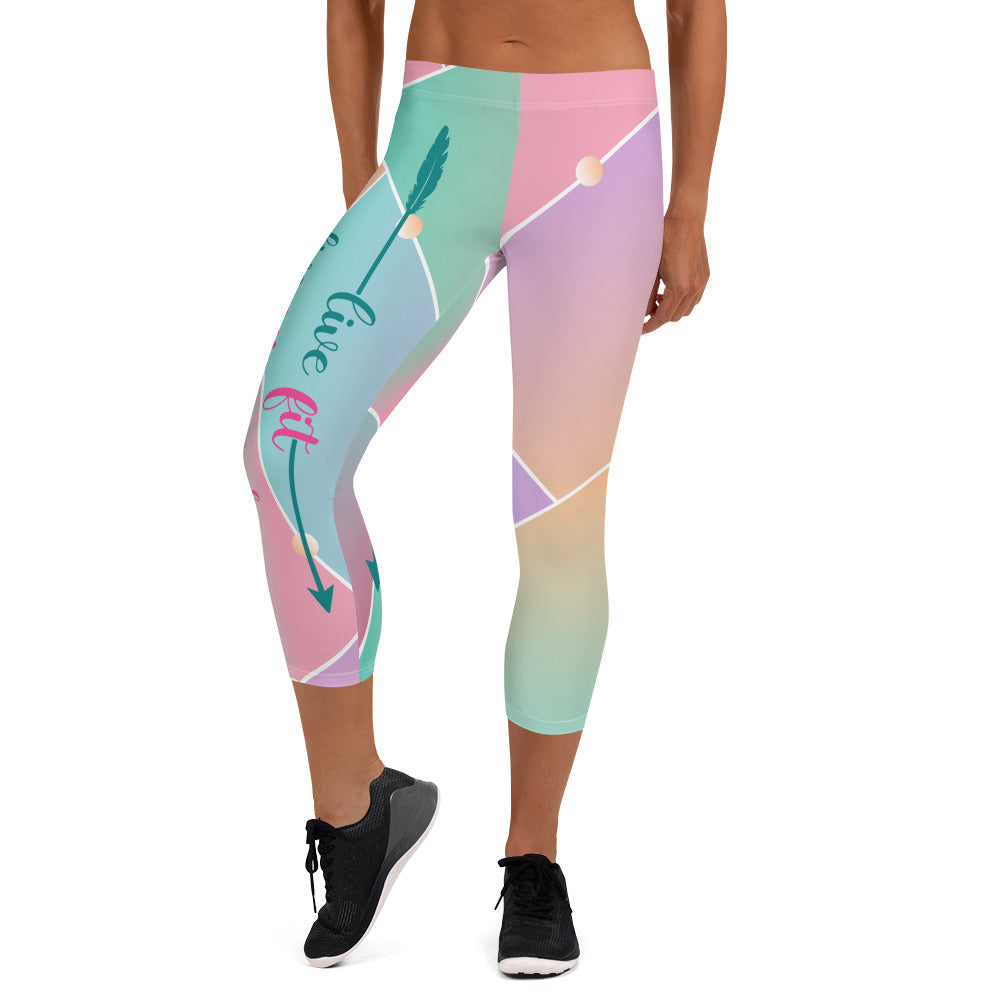 Live Fit, Live Empowered, Live Unstoppable Women's Fitness Capri Leggings