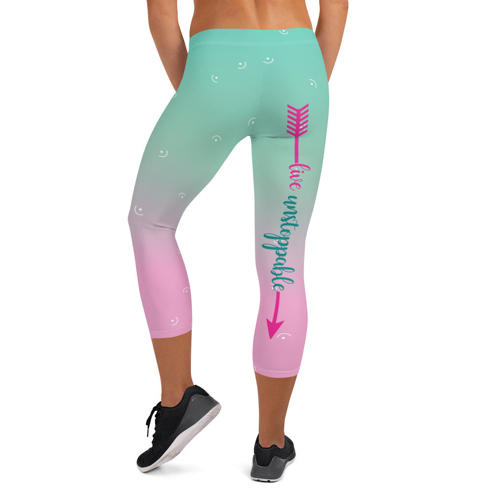 Live Fit, Live Empowered, Live Unstoppable Women's Fitness Capri Leggings