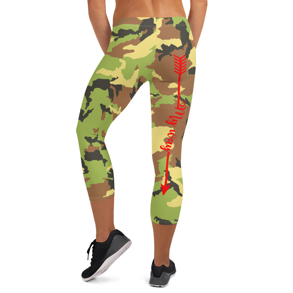 My Body, My Fitness Goals, My Way ( Red & White Logo) Women's Fitness Capri Leggings
