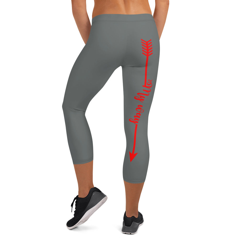 My Body, My Fitness Goals, My Way (White & Red Logo)Women's Fitness Capri Leggings