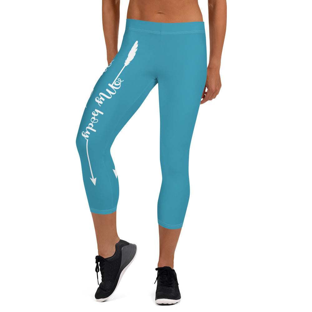 My Body, My Fitness Goals, My Way (White Logo) Women's Fitness Capri Leggings