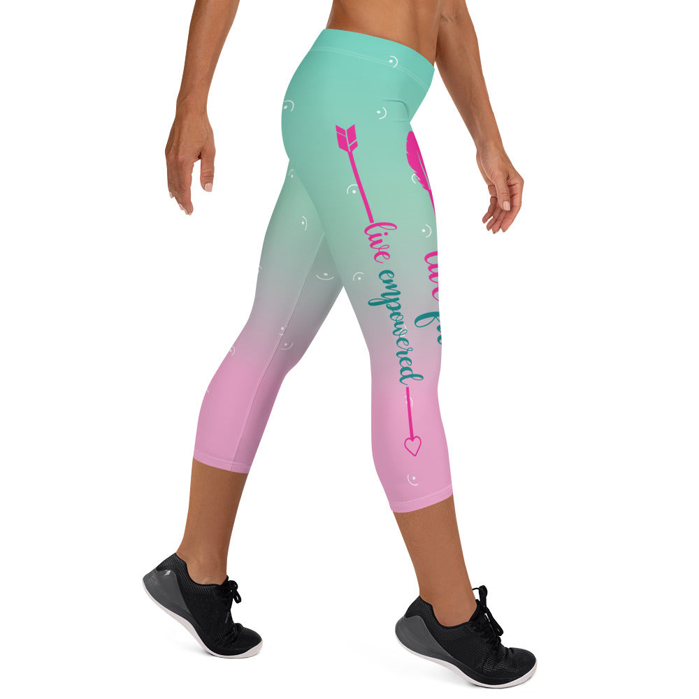 Live Fit, Live Empowered, Live Unstoppable Women's Fitness Capri Leggings