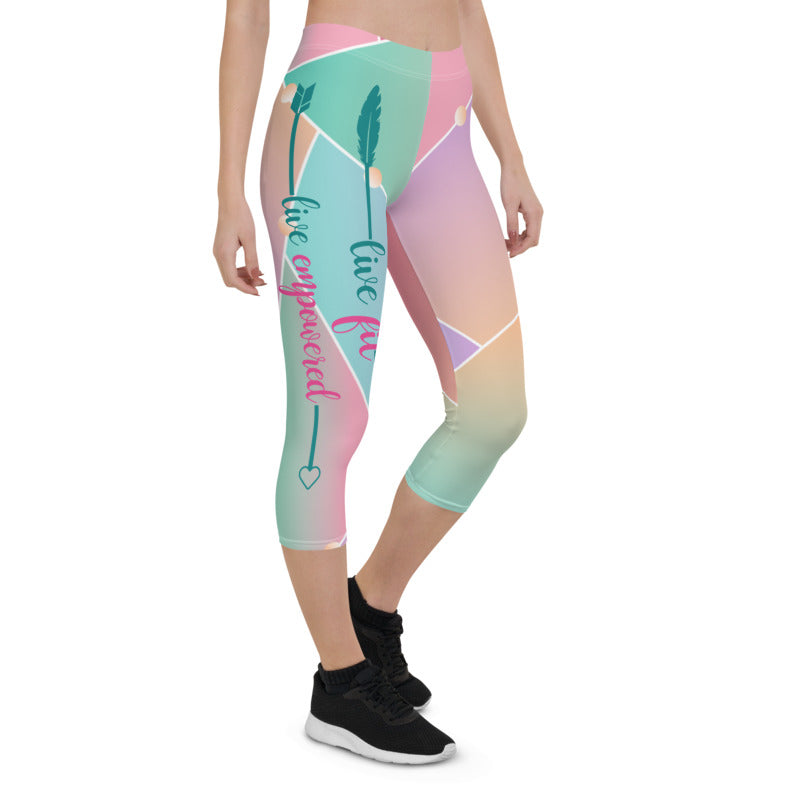 Live Fit, Live Empowered, Live Unstoppable Women's Fitness Capri Leggings