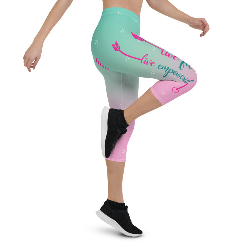 Live Fit, Live Empowered, Live Unstoppable Women's Fitness Capri Leggings