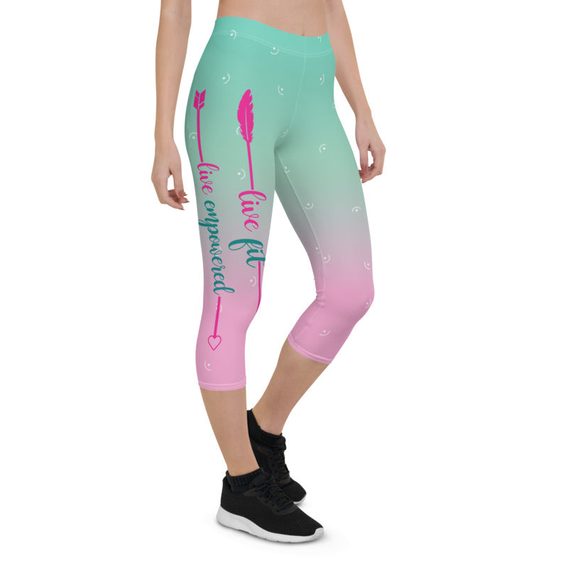 Live Fit, Live Empowered, Live Unstoppable Women's Fitness Capri Leggings