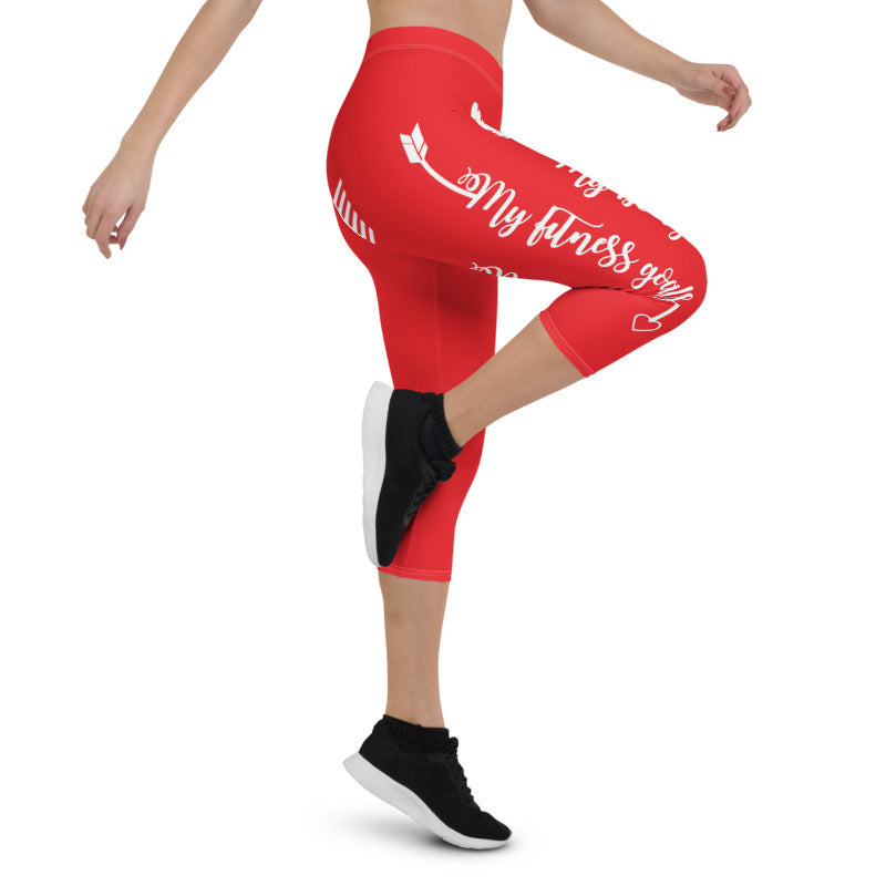 My Body, My Fitness Goals, My Way ( White Logo) Women's Fitness Capri Leggings