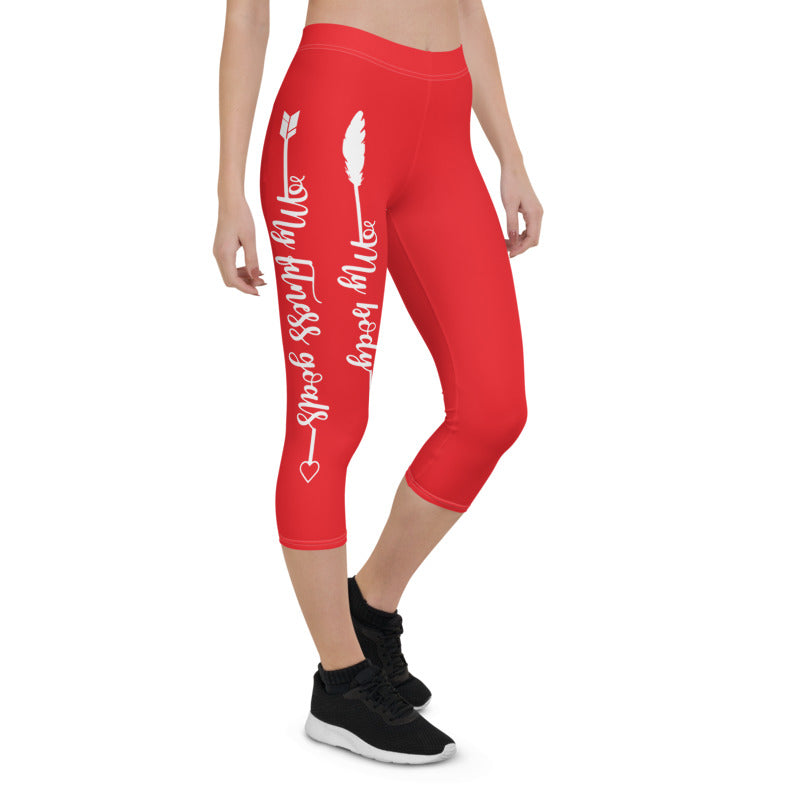 My Body, My Fitness Goals, My Way ( White Logo) Women's Fitness Capri Leggings