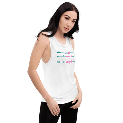 Live Fit, Live Empowered, Live Unstoppable Women's Fitness T-Shirt
