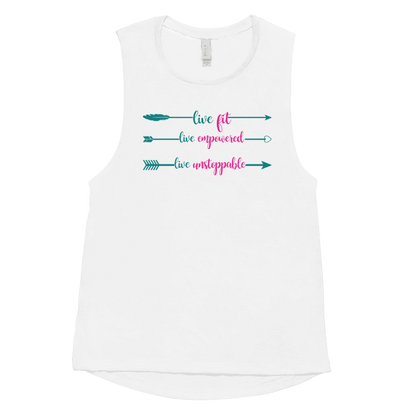 Live Fit, Live Empowered, Live Unstoppable Women's Fitness T-Shirt