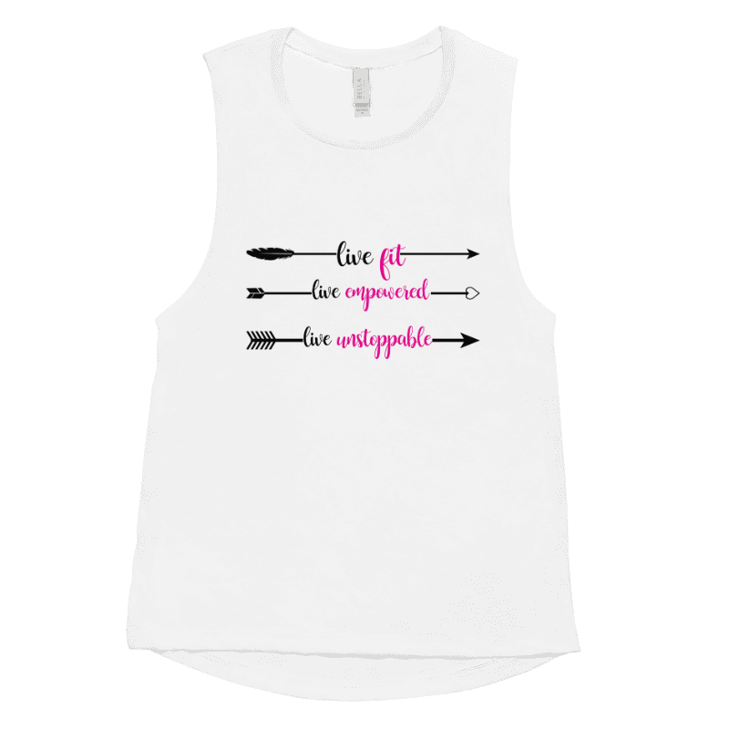 Live Fit, Live Empowered, Live Unstoppable Women's Fitness T-Shirt