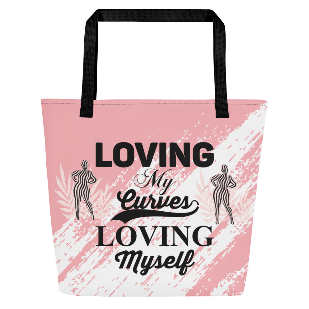 Loving My Curves Loving Myself All-Over Print Large Tote Bag