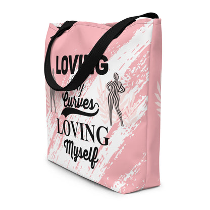 Loving My Curves Loving Myself All-Over Print Large Tote Bag