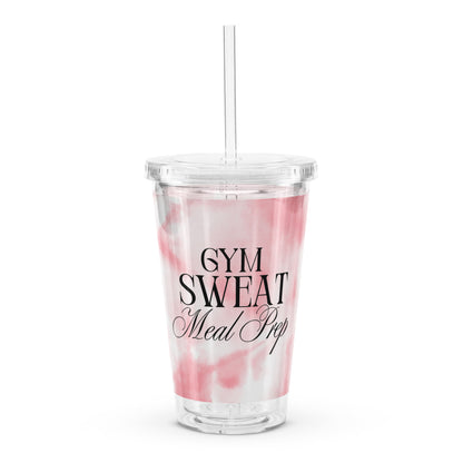 Gym. Sweat. Meal Prep Clear Plastic Tumbler