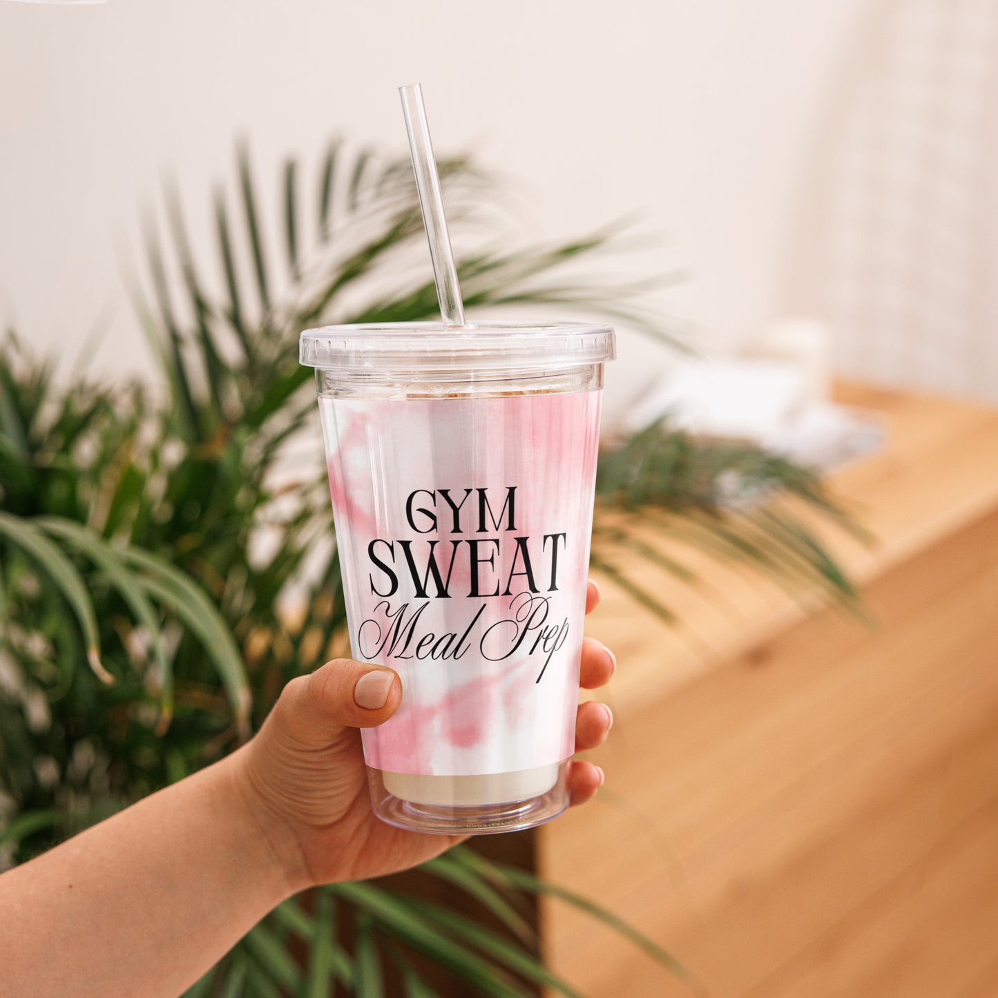 Gym. Sweat. Meal Prep Clear Plastic Tumbler
