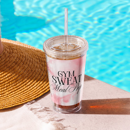 Gym. Sweat. Meal Prep Clear Plastic Tumbler