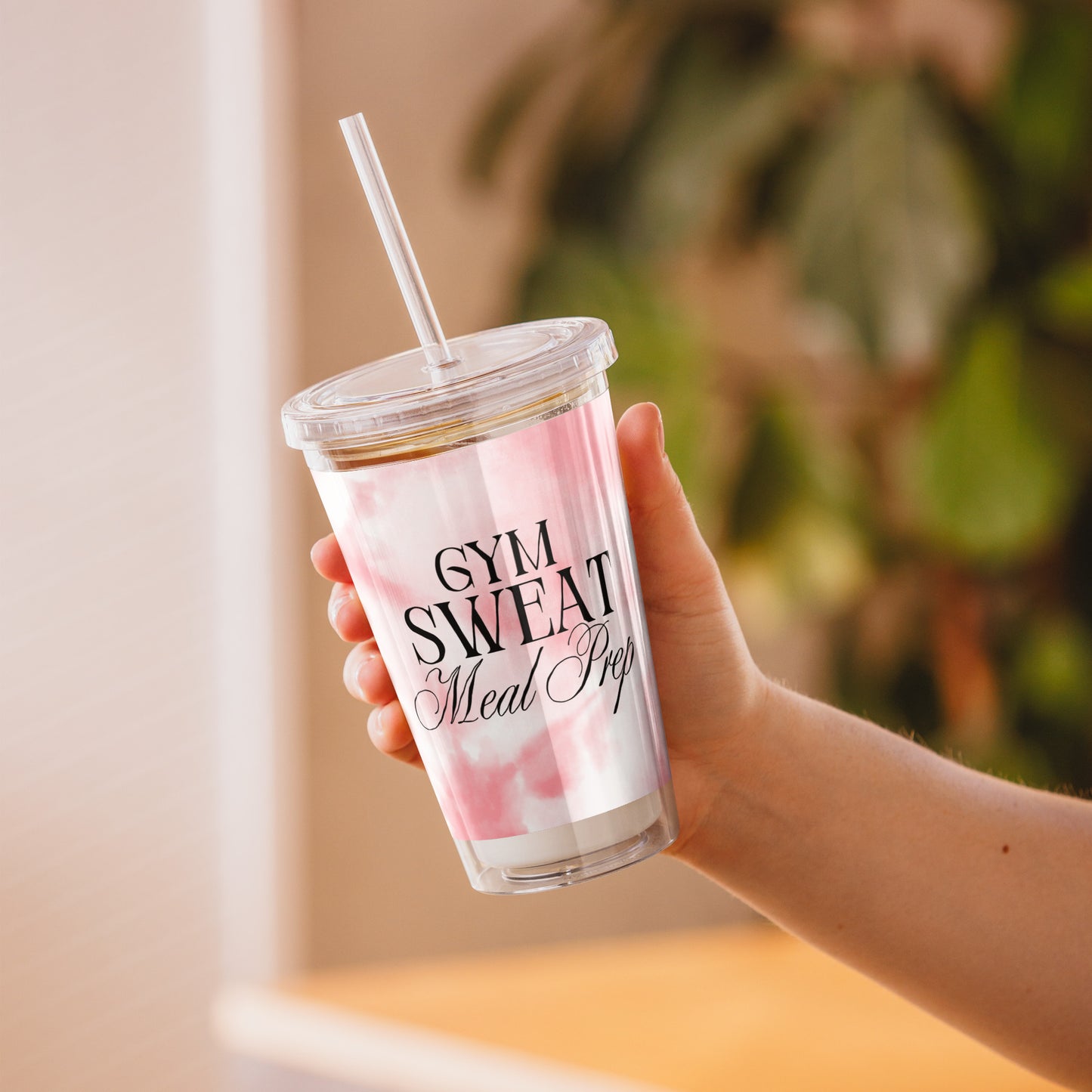 Gym. Sweat. Meal Prep Clear Plastic Tumbler