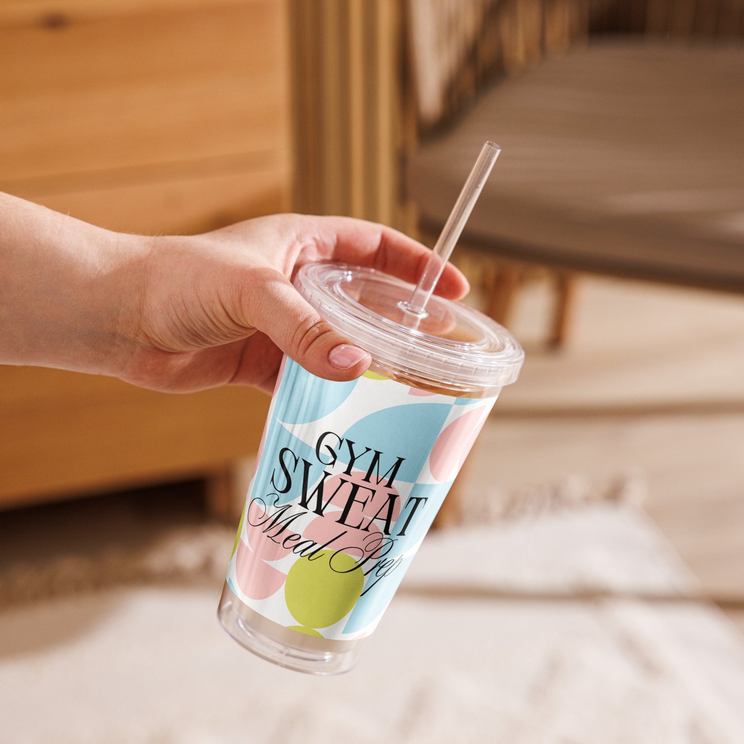 Gym. Sweat. Meal Prep Clear Plastic Tumbler