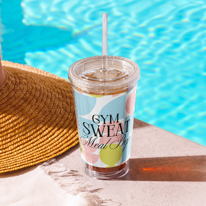 Gym. Sweat. Meal Prep Clear Plastic Tumbler