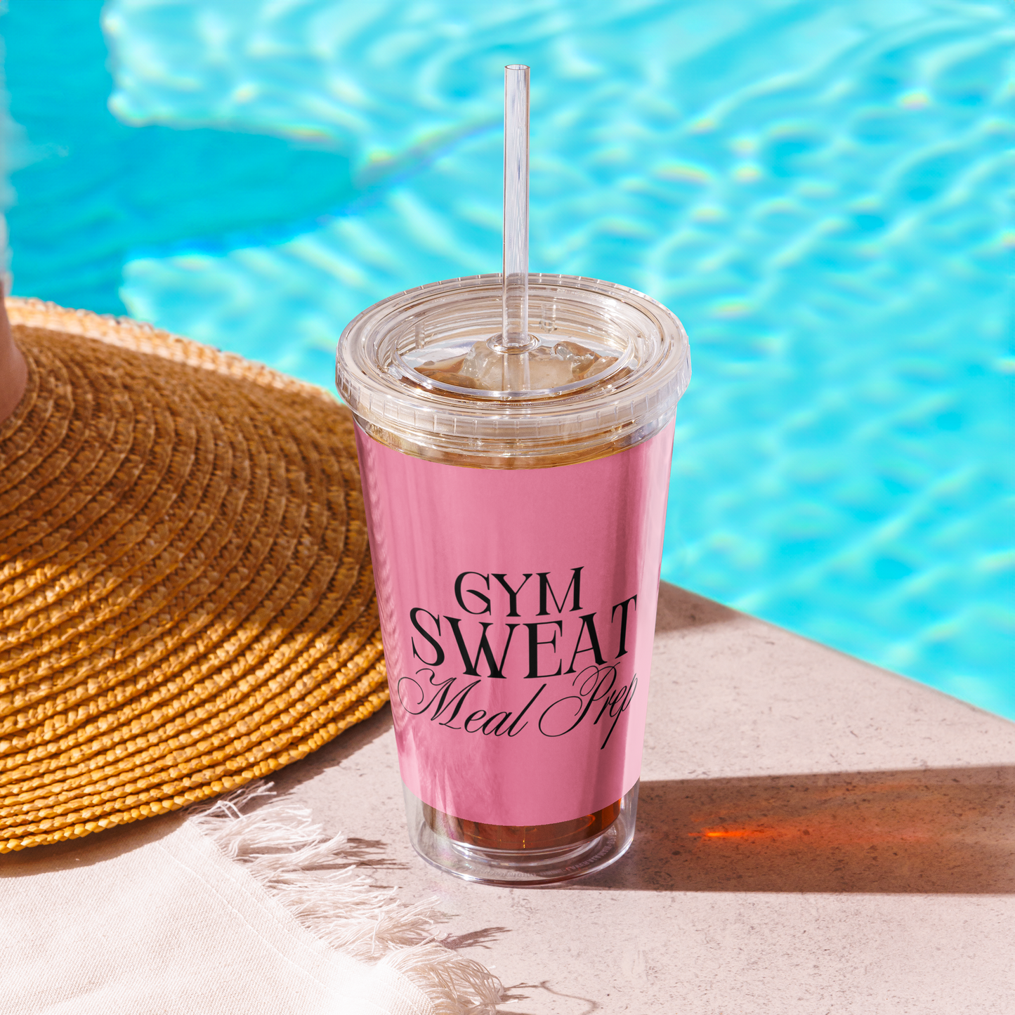 Gym. Sweat. Meal Prep Clear Plastic Tumbler