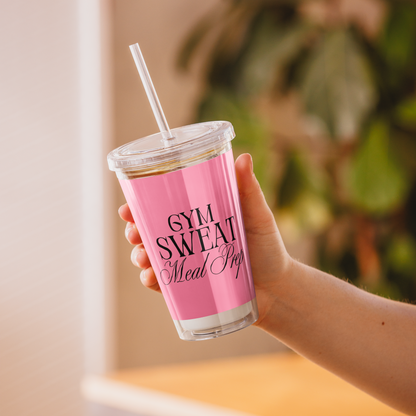 Gym. Sweat. Meal Prep Clear Plastic Tumbler