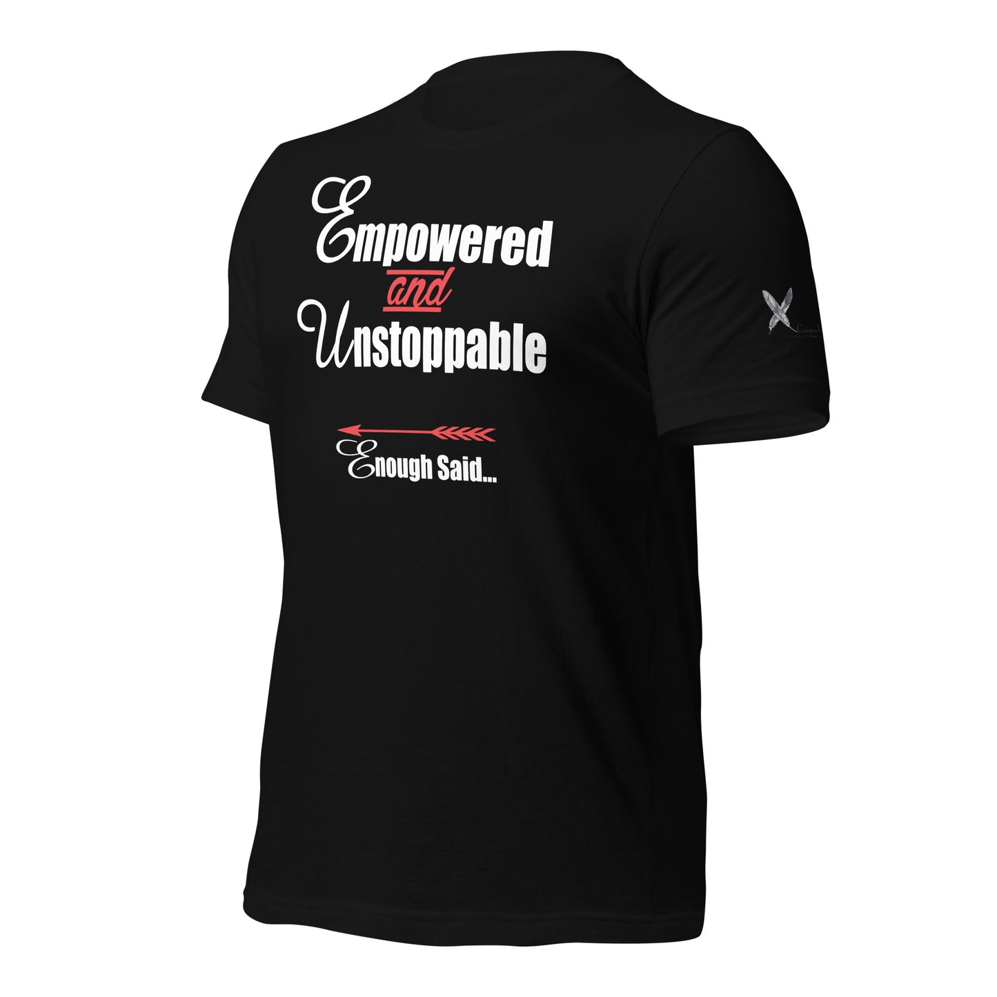 Empowered and Unstoppable Women's Empowerment T-Shirt (Red and White Logo)