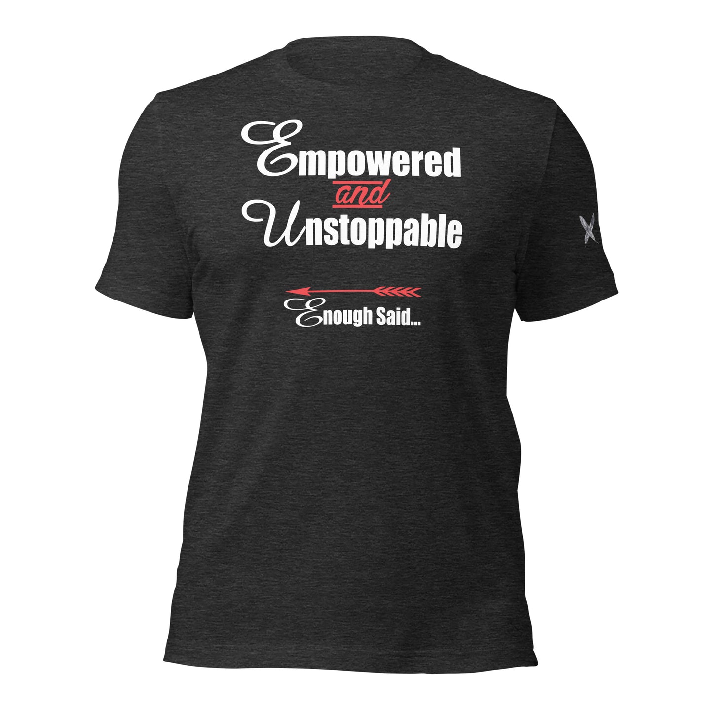 Empowered and Unstoppable Women's Empowerment T-Shirt (Red and White Logo)
