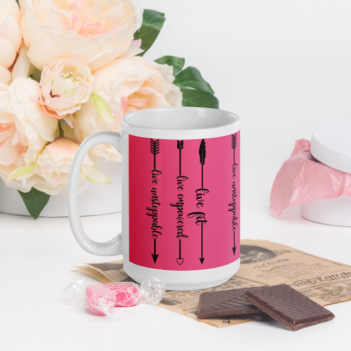 Live Fit. Live Empowered, Live Unstoppable Women's Empowerment Coffee Mug