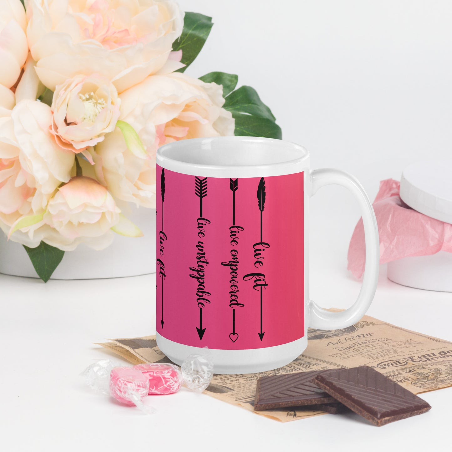 Live Fit. Live Empowered, Live Unstoppable Women's Empowerment Coffee Mug