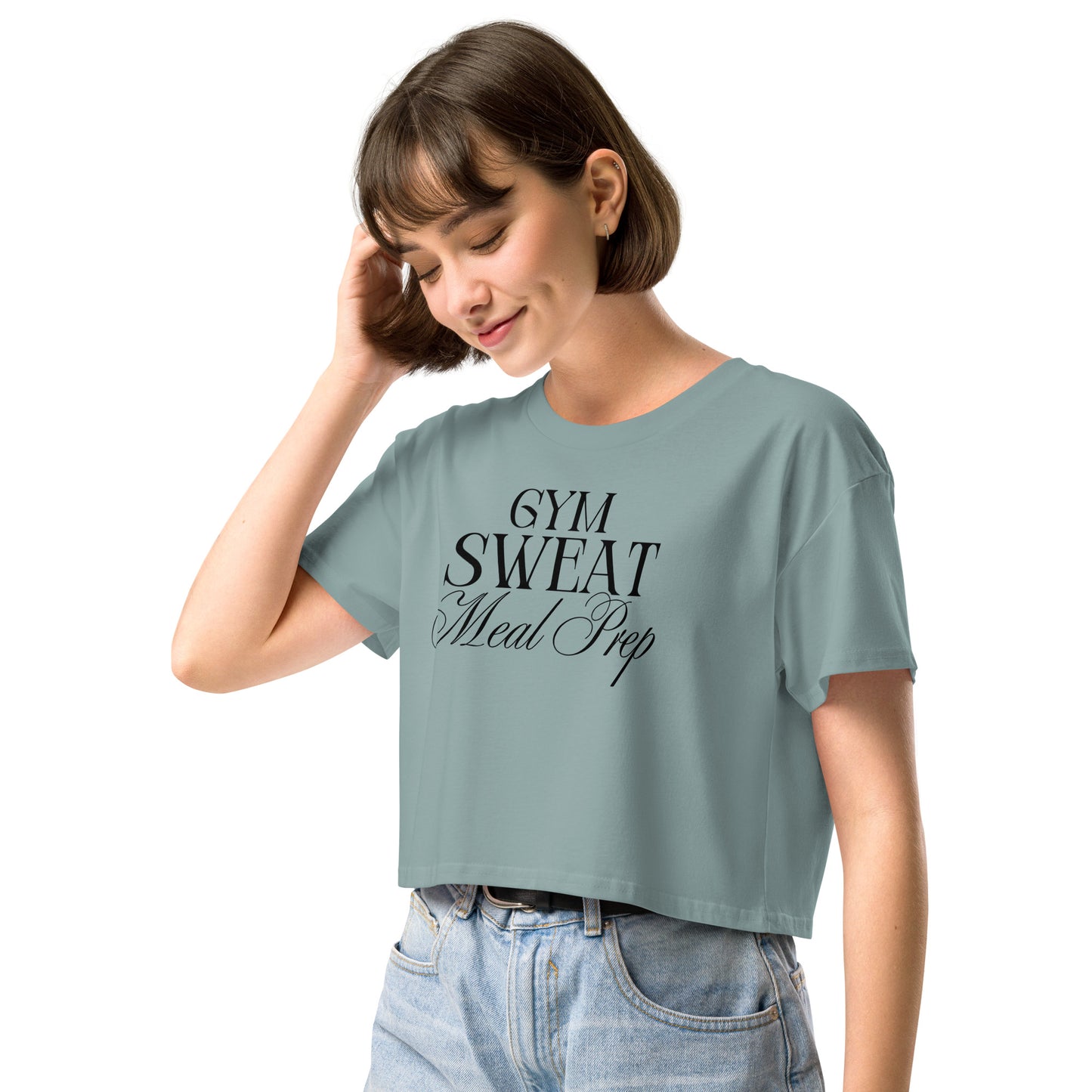 Gym. Sweat. Meal Prep Women's Fitness Crop Shirt