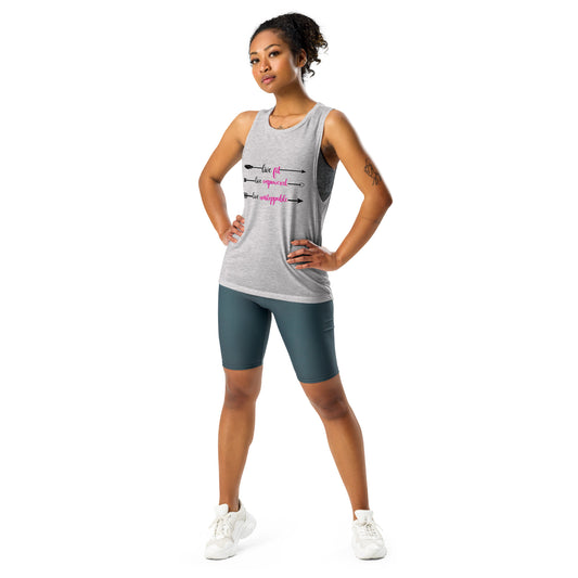 Live Fit, Live Empowered, Live Unstoppable(Black & Pink Logo) Women's Fitness T-Shirt