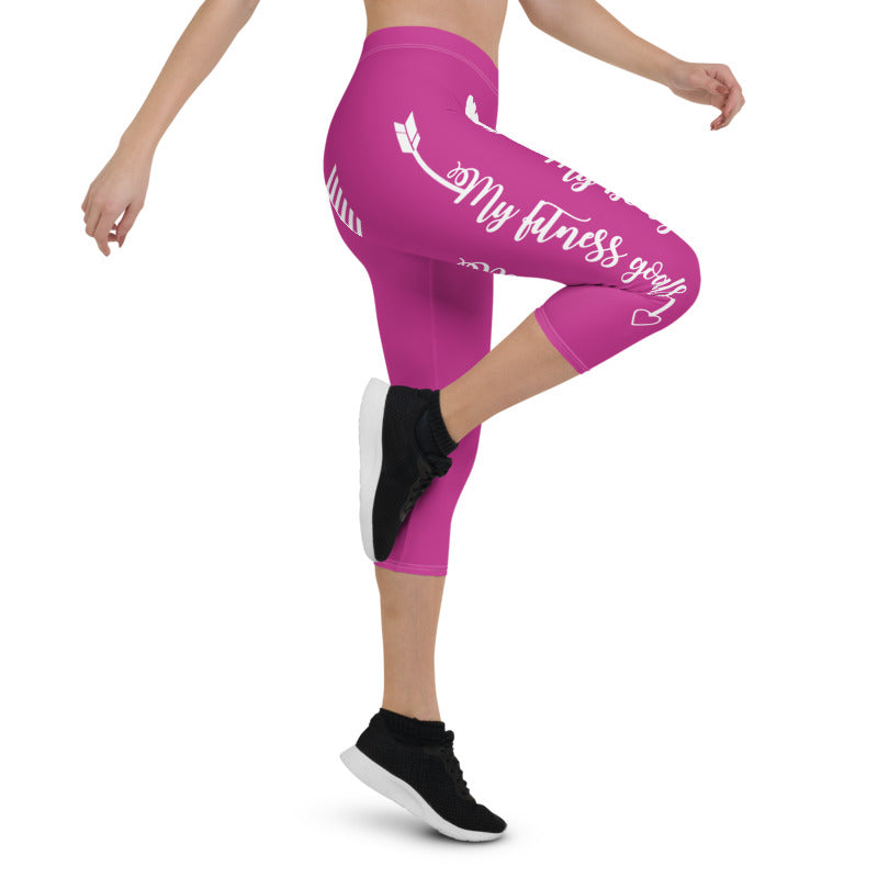My Body, My Fitness Goals, My Way (White Logo) Women's Fitness Capri Leggings