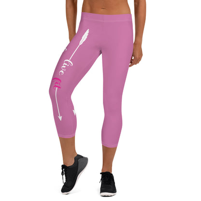 Live Fit, Live Empowered, Live Unstoppable (Pink & White Logo)Women's Fitness Capri Leggings