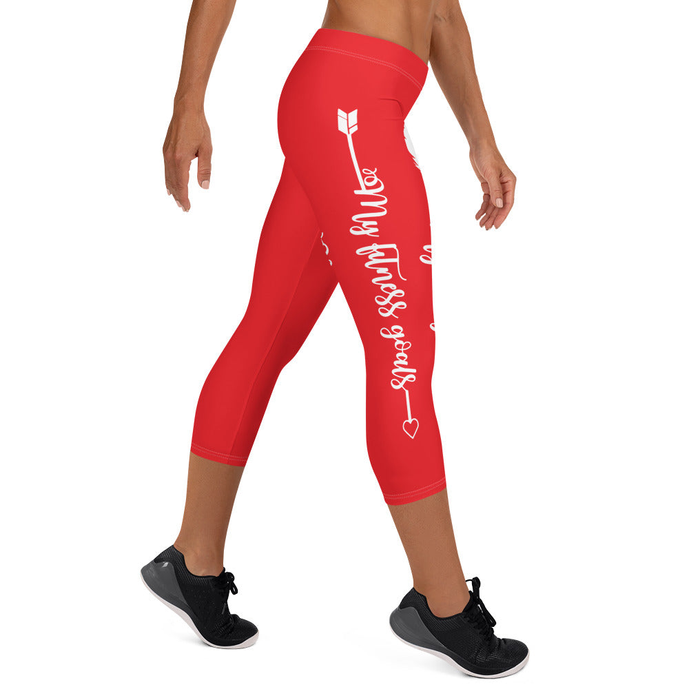 My Body, My Fitness Goals, My Way ( White Logo) Women's Fitness Capri Leggings