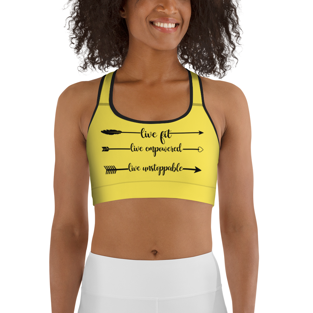 Live Fit Live Empowered Live Unstoppable Sports Bra