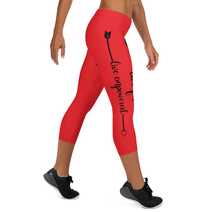 Live Fit, Live Empowered, Live Unstoppable( Black Logo) Women's Fitness Capri Leggings