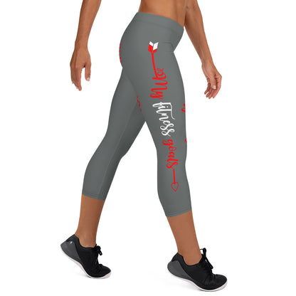 My Body, My Fitness Goals, My Way (White & Red Logo)Women's Fitness Capri Leggings
