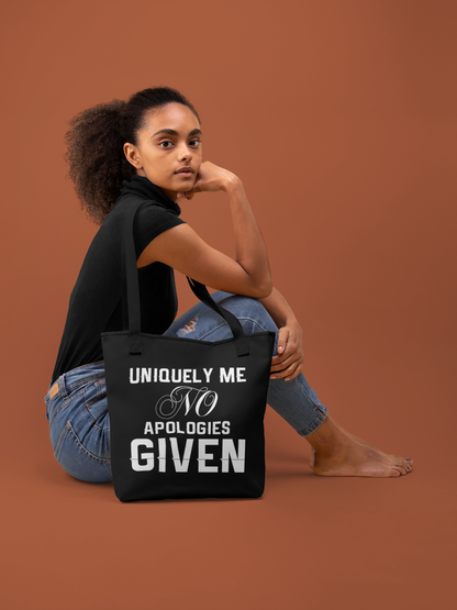 Uniquely Me No Apologies Given Women's Empowerment Tote Bag
